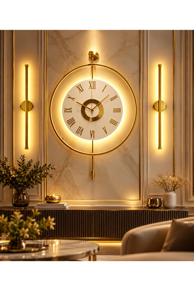 Mandaş Eskitme Gold Gün Işığı 70 cm Led Duvar Aplik 2 Adet Tekli | Pilli Kablosuz Kullanım Tak-Çalıştır
