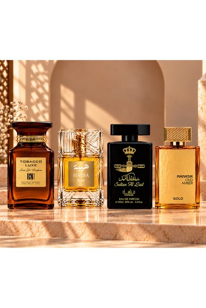 EMATTEIRO Set 4 parfumuri orientale Tobacco Luxe, Haiba Buni, Sultan Al Lail ...