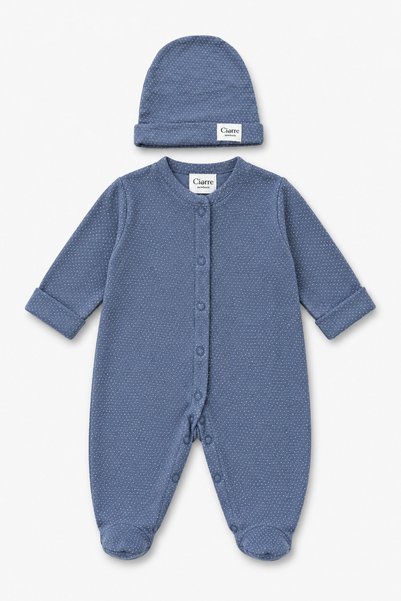 ciorre 2-Piece Baby Set Mini Navy Dots Knitted 0-3 Months 100% Cotton