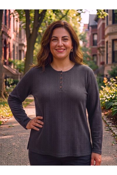 elma abone Plus Size Anne Burgu Bluz