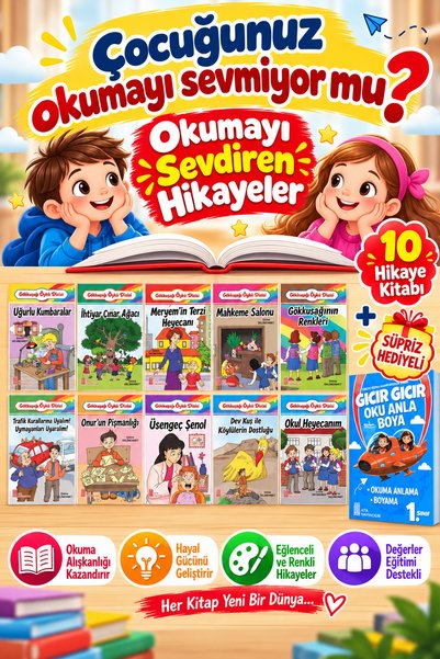 Ata Yayıncılık 1. Story Book Set for Grade 10 - 16-Page Stories That Make You...