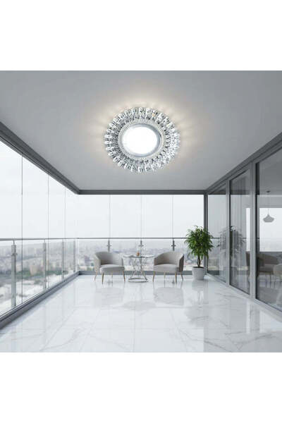 OEM Spot LED ORBITA, 5W, Rotund, Lumina Rece + RGB, Alb, Rasina si Sticla