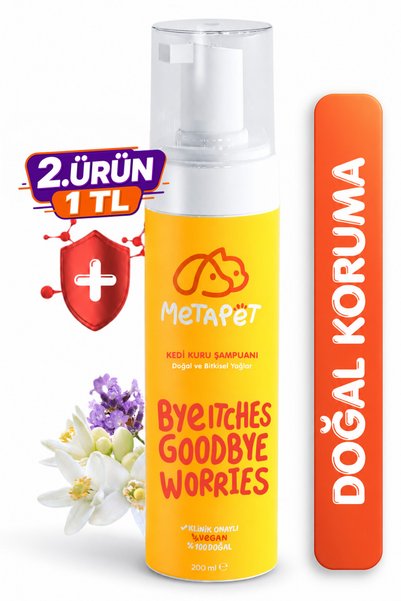 Metapet Kediler için Kuru Köpük Şampuanı, (Bit Pire Parazit Kene Damlası Tara...