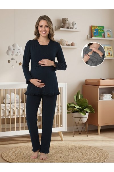 by İGP Set de pijamale din bumbac pentru gravide, cu funcție ascunsă de alăptare