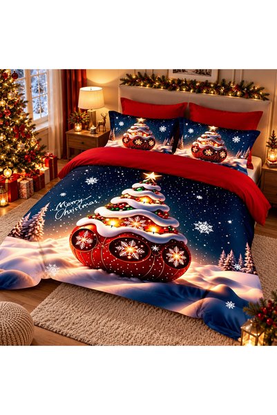 OEM Fine Cotton Duvet Cover Set , 6 pieces, red tree and globe pattern, SPAC560