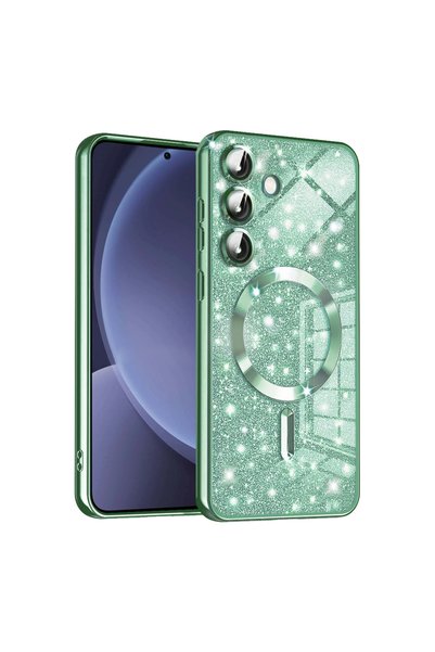 Aiyando Husa pentru Samsung Galaxy S25 cu MagSafe Sparkle Glare Detachable La...