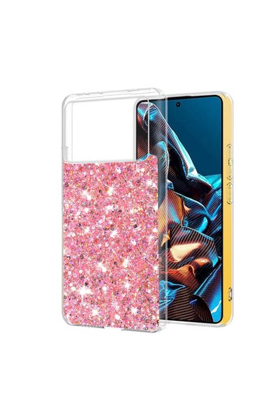 Aiyando Husa pentru Poco X6 Pro cu sclipici Liquid Crystal Glitter roz