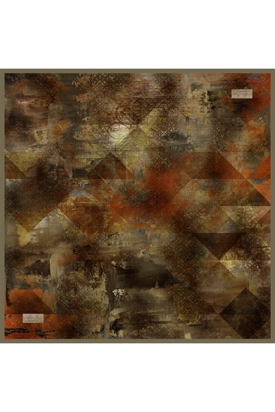 LA BOUTIQUE Tivil Pure Silk Scarf 2648 02 Πορτοκαλί Καφέ Εθνοτικό Σχέδιο
