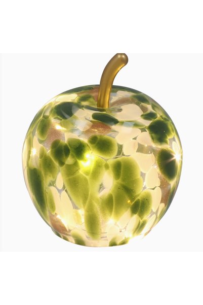 Shudehill Giftware Lampă LED Măr cu tăietură diamantată – Sticlă verde marmorată