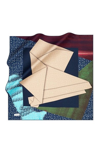 Cacharel Pure Tivil Silk Scarf 8419313 - 922 Navy Blue - Blue Mixed Pattern