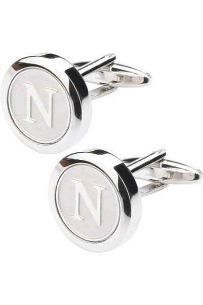 GENERAL Mens Classic Stainless Steel Initial Cufflinks 26 Alphabet Initial Le...