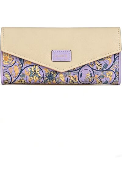 GENERAL Women's 3-Fold Flowers Printing Long Envelop Wallet - Stylish Slim Pu...