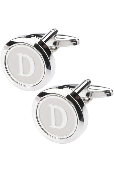 GENERAL Mens Classic Stainless Steel Initial Cufflinks 26 Alphabet Initial Le...