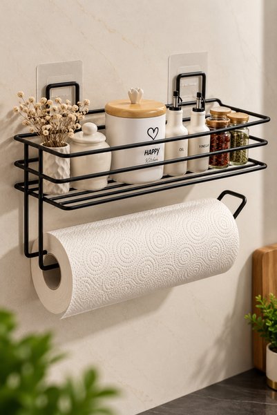 NOY Organizer Banyo Düzenleyici Şık Yapışkanlı ve Askılı Banyo Rafı