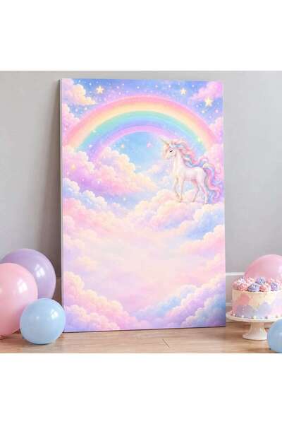 ShopPrint Fundal foto aniversare copii Unicorn și curcubeu, panou PVC rigid 8...