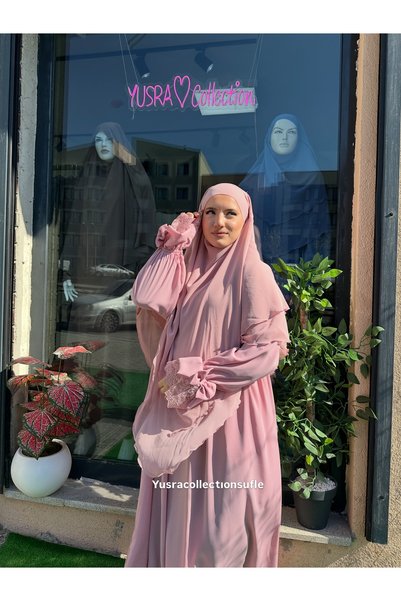 Yüsra Collection Set Erva Abaya și Long Sufle, 2 piese