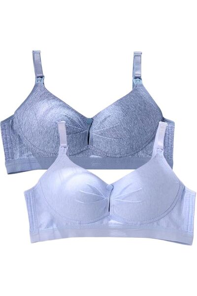 Dress Cici Nursing Bra Front Snap, Cotton Feeding Bra Fixed Pads, 2 Pack