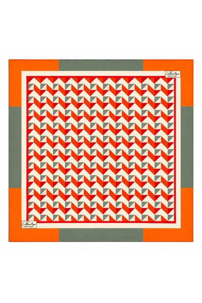 LA BOUTIQUE Tivil Pure Silk Scarf 2737 07 Πορτοκαλί Γεωμετρικό Σχέδιο