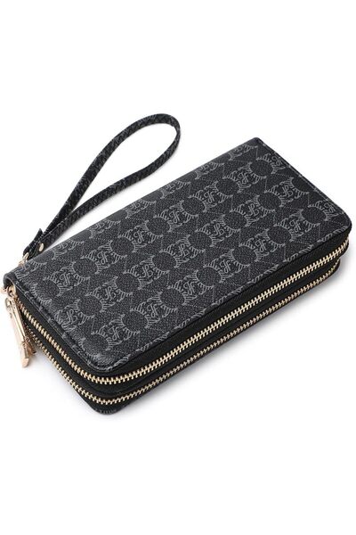 MKP COLLECTION Womens Fashion Double Zip Around Wallet Jean Denim Long Purse ...