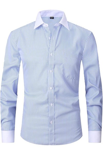 GENERAL Men's French Cuff Dress Shirt Slim Fit Formal Business Button Down Sh...