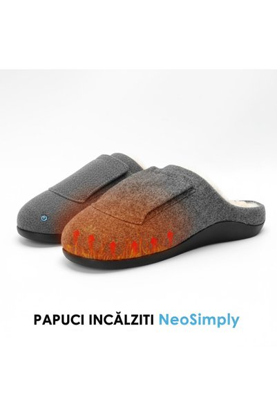 NeoSimply Papuci electrici încălziți, 3 niveluri de căldură, baterie de 3400 ...