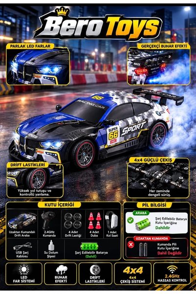Online 4x4 Drift Atan Uzaktan Kumandalı RC Yarış Arabası – Kol Saati ve Kuman...