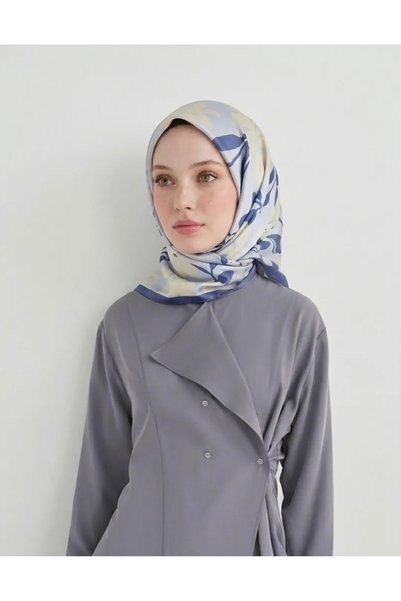 BUSHU Lavender Twill Scarf - Floral Pattern - Purple