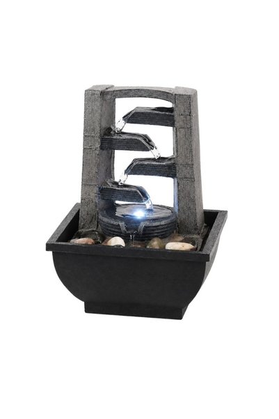 FONIX ZenFlow Decorative Indoor Feng Shui Fountain, 4-Tier Waterfall System w...
