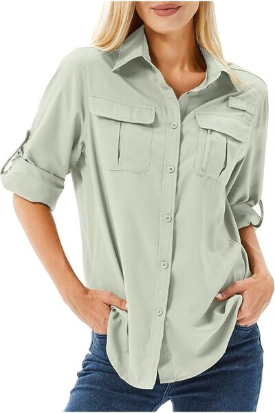 GENERAL Toumett Women's UPF 50 Long Sleeve Sun Protection Shirts Safari Fishi...