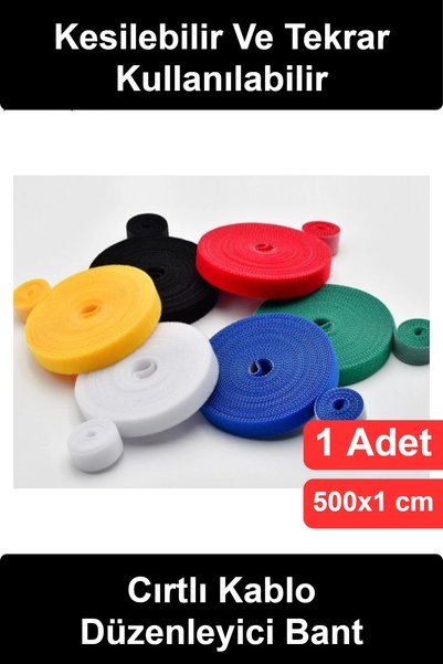 Wonara #KabloDüzenleyici Cırtlı Kablo Toplayıcı Bağlama Bandı 5 Metre x 1 cm Kesilebilir Tekrar Kullanılabi