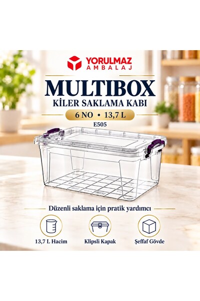 yorulmaz ambalaj Poly Time 6 No Kiler Saklama Multibox 13.7 Lt E505 | Şeffaf Ve Pratik Gıda Saklama Kabı