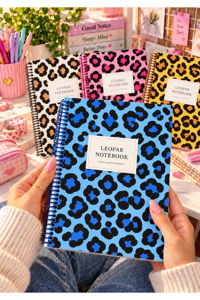 diğerr1 17X24 Leopar Desen Sert Kapak 100 Yp Defter Çizgi-Kare