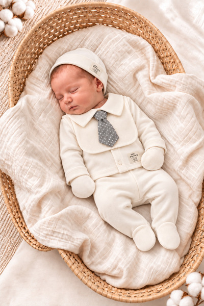 VERONA TARZ Baby Boy Tie-Down Bibs 5-Piece Hospital Discharge Set Newborn Cotton 0-3 Months 50-56cm
