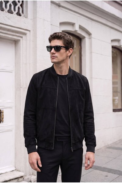 BASEL.CO Men's Suede College Jacket