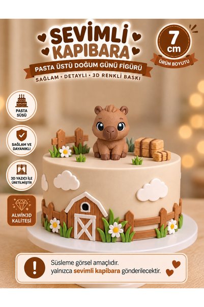 Alwin3d Kapibara 7cm Pasta Süsü,doğum günü süsü figür