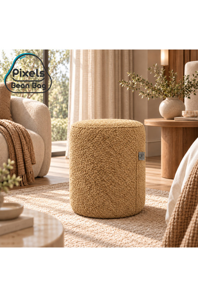 PixelsBeanBag مقعد عثماني دائري كبير قماش بوكليه من بكسل بين باج، لغرفة المعي...