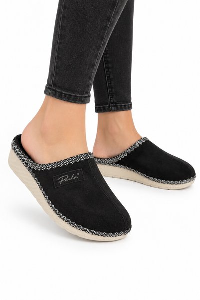 Jagulep Women's Padded Sole Comfort Home & Outdoor Slippers Black