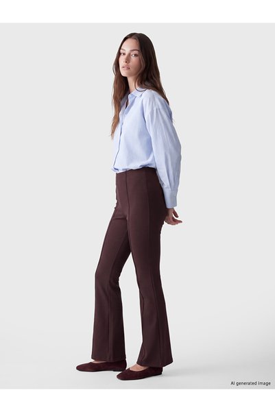 LC Waikiki Lcw Modest Burgundy Slim Fit Spanish Flare Women's Trousers