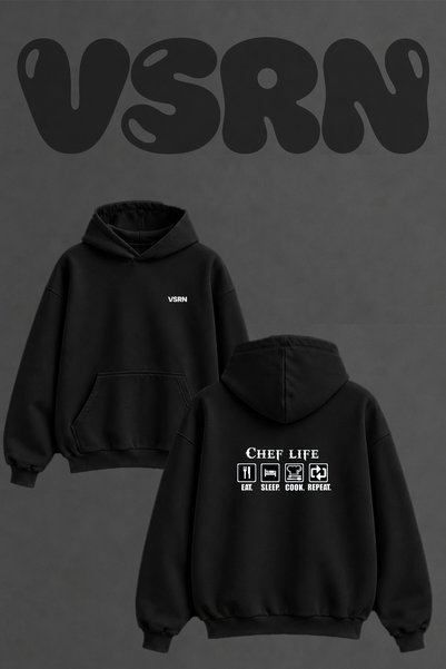 VSRN Φούτερ με κουκούλα Chef Life Design με στάμπα στην πλάτη, σε μεγάλο μέγε...