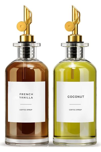 TRASSLE 2-Pack 350ml Kitchen Oil Dispenser Bottle, Coffee Syrup Dispenser, Ga...
