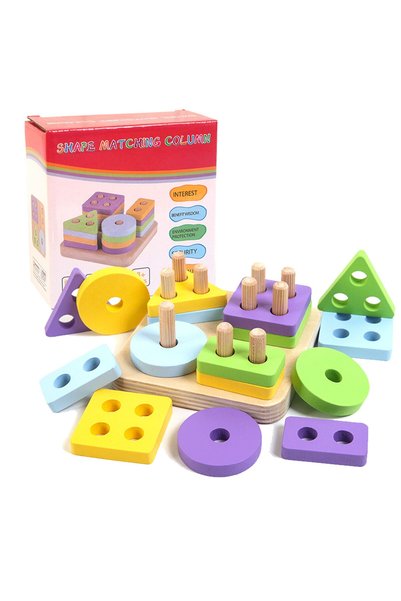 Stuniko ®   Jucărie educativă Montessori din lemn cu forme geometrice și colo...