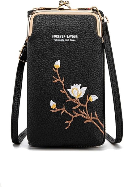 Tazweeq Women PU Leather Crossbody Sling Wallet Bag, Multi Card Slots Phone P...