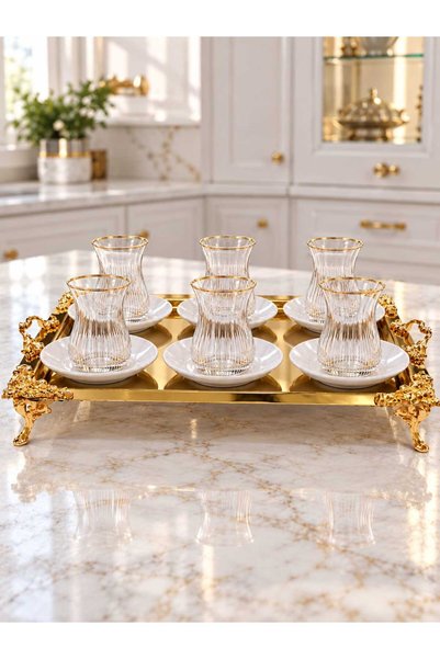 Buldem 13-Piece Tea Set with Gilded Tray