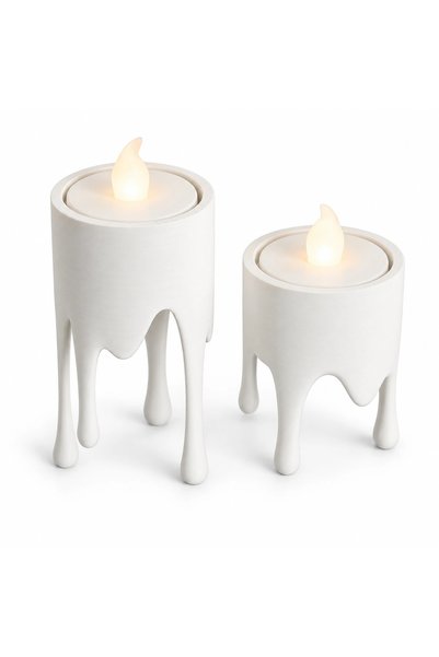 OEM Set 2 Suporturi Tea-Light LED Efect Ceară – 4,67×4,59×9 și 4,61×4,54×7 cm