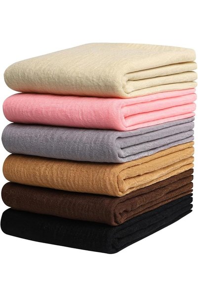 GENERAL Febfim 6PCS Women Soft Cotton Linen Crinkle Scarves Shawl Fashion Mus...