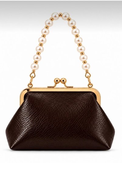KOÇAK ÇANTA Pearl Handle Gold Detailed Vintage Clip-On Hand and Shoulder Bag