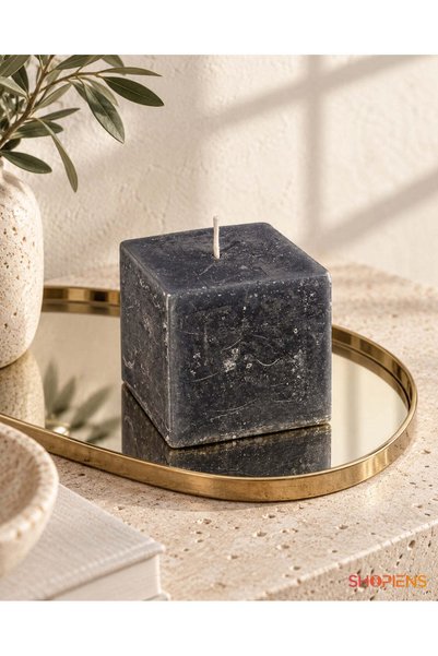 SHOPIENS Lumanare Gri Cu Aroma De Mosc Cub De 7.5 cm