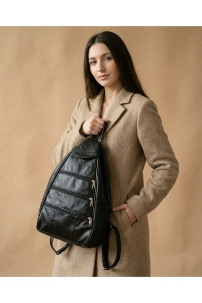 Latife Genuine Leather Multi-Compartment Women's Backpack Multi-Functional Strap Shoulder Bag