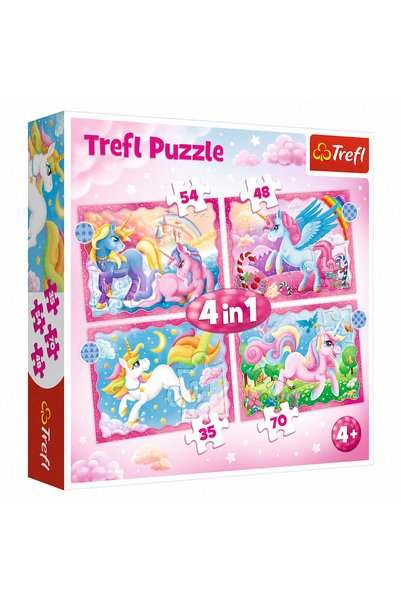 SHOPIENS Set 4 Puzzle-uri Cu Unicorni 4 In 1