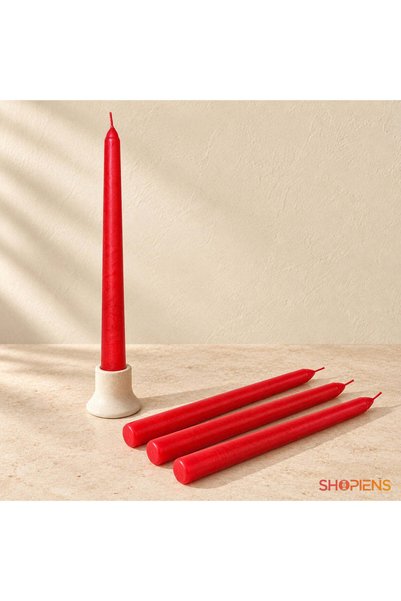 SHOPIENS Set 4 Lumanari Rosii Pentru Decor 25 cm Ambient Relaxare Cadou Pentr...